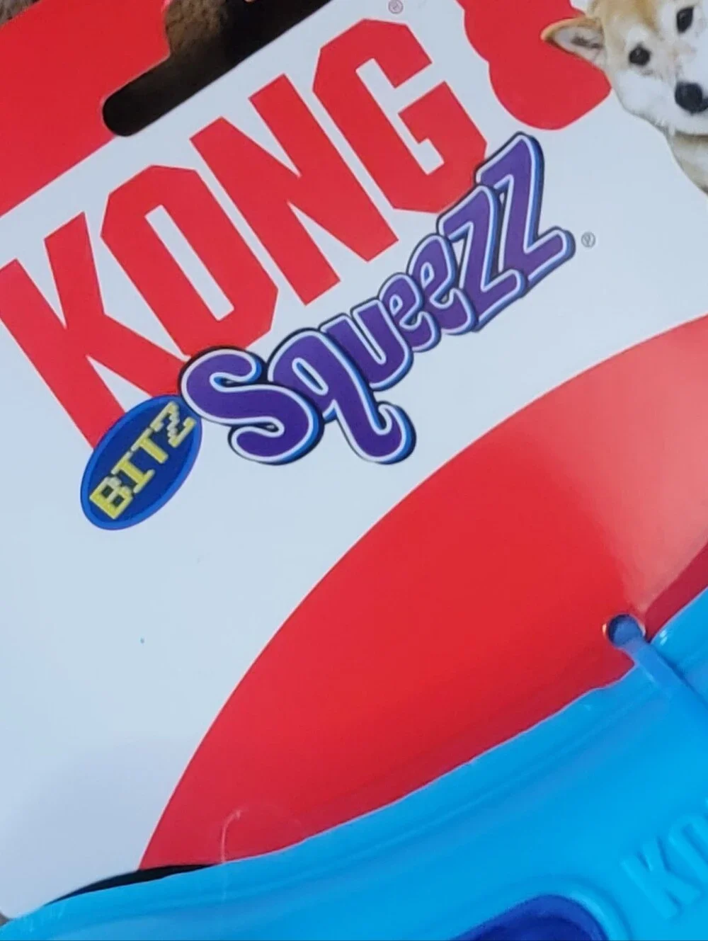 Kong Dog Bitz Squeezz Blue Dual-Tone Bone Toy Large Ea.